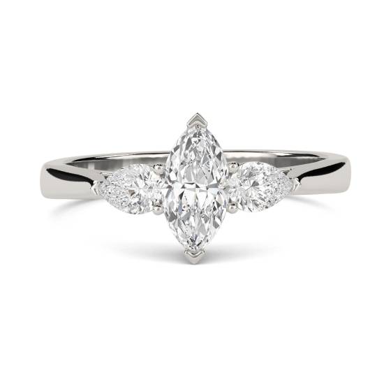 1.11ct VVS2/F Natural Diamond Trilogy Ring