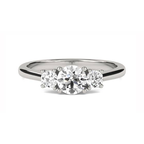 0.33ct VS/F-G Round Natural Diamond Trilogy Ring