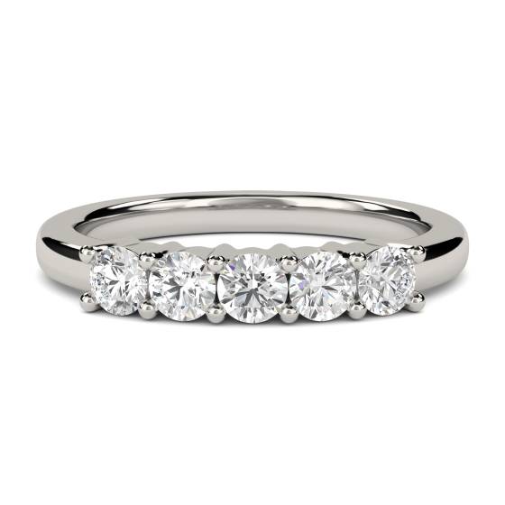 1.00ct VS/DE 5 Stone Round Lab Grown Diamond Half Eternity Ring