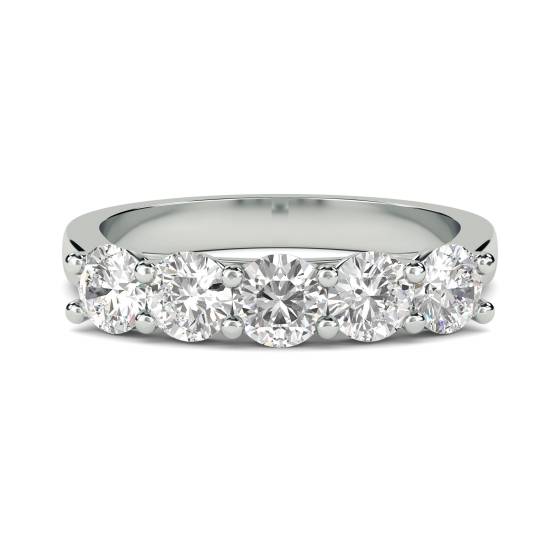 0.90ct VS/F-G 5 Stone Round Natural Diamond Half Eternity Ring