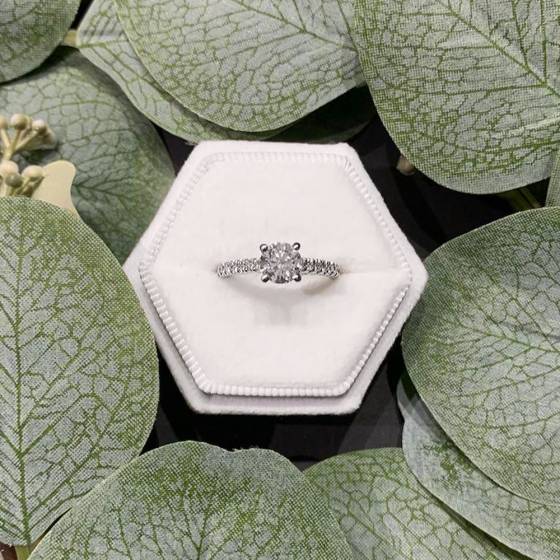 1.30ct I1/E Round Natural Diamond Shoulder Set Ring