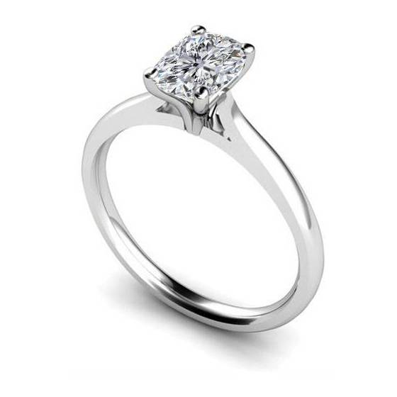1.00ct I1/F Cushion Natural Diamond Solitaire Engagement Ring