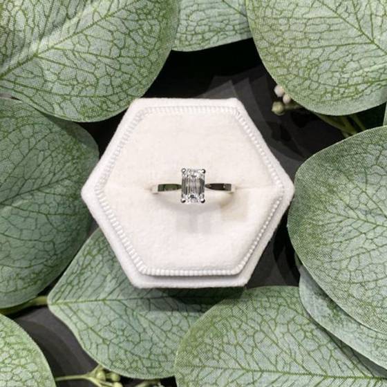 1.20ct VVS2/D Emerald Natural Diamond Solitaire Ring