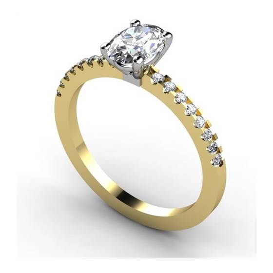 0.90ct SI2/G Oval Natural Diamond Shoulder Set Ring