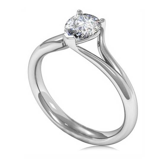 0.50ct VVS2/G Unique Modern Pear Natural Diamond Engagement Ring
