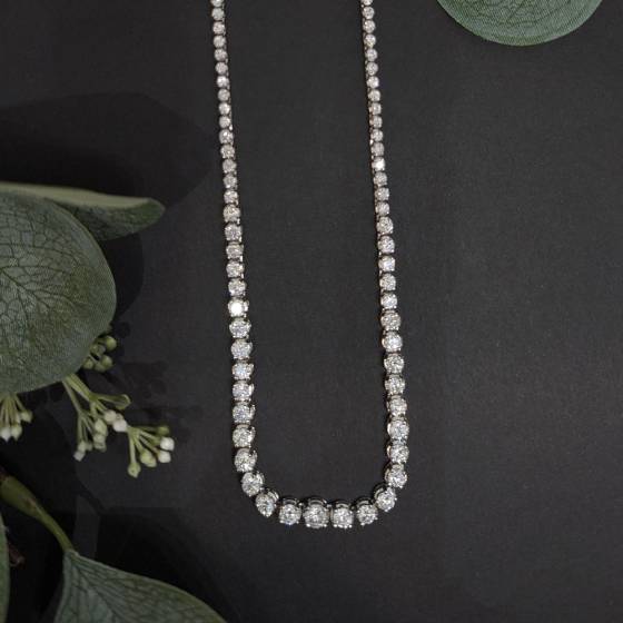 8.09ct SI/F-G 16Inches Round Natural Diamond Tennis Necklace