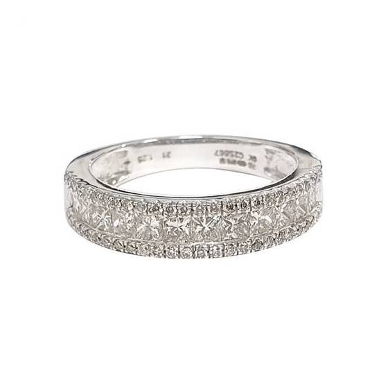 1.25ct VS/G-H Designer Vintage Round and Princess Cut Natural Diamond Half Prong Eternity Ring