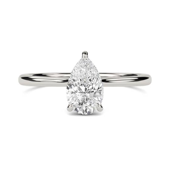 0.50ct VVS2/H Pear Natural Diamond Solitaire Ring