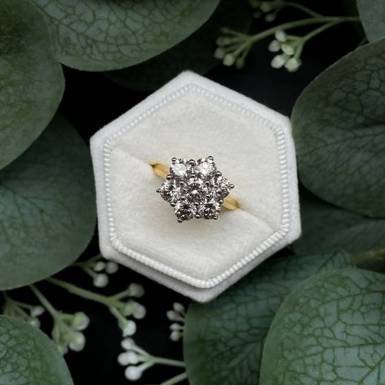 3.03ct VS/IJ Round Natural Diamond Cluster Ring