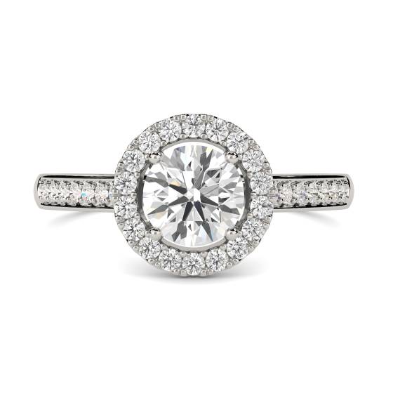 1.40ct I1/F Round Natural Diamond Single Halo Shoulder Set Ring