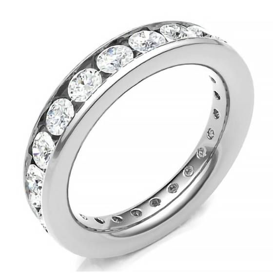 1.05ct VS/E-F Round Natural Diamond Full Channel Eternity Ring