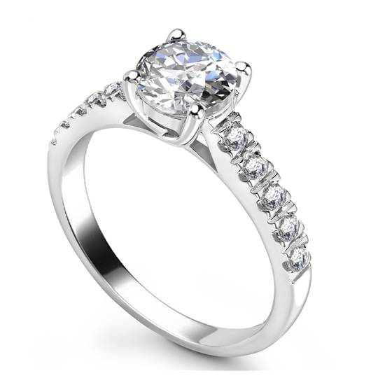 1.30ct VS2/F Round Natural Diamond Shoulder Set Ring
