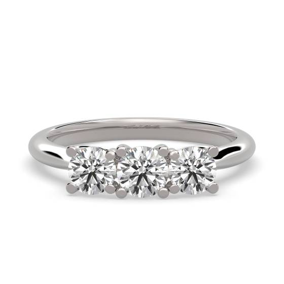 0.60ct VS/F Round Natural Diamond Trilogy Ring