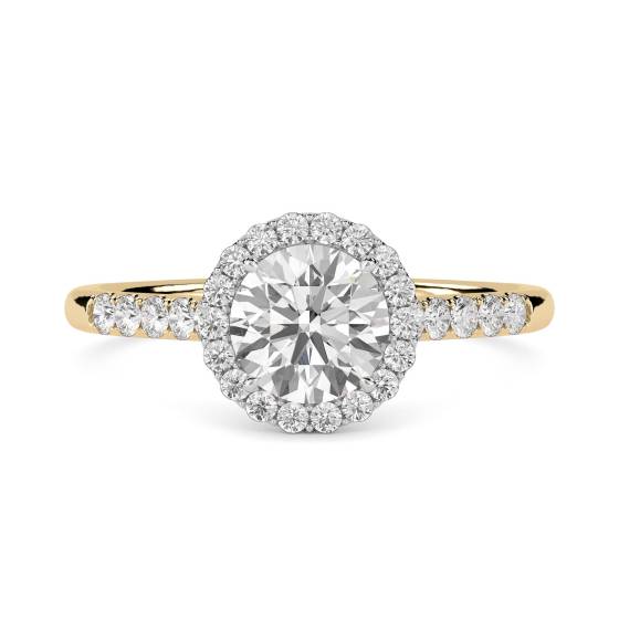1.00ct SI2/F Round Diamond Single Halo Shoulder Set Ring