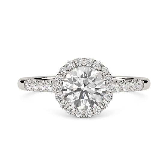 1.00ct SI2/G Round Natural Diamond Single Halo Shoulder Set Ring