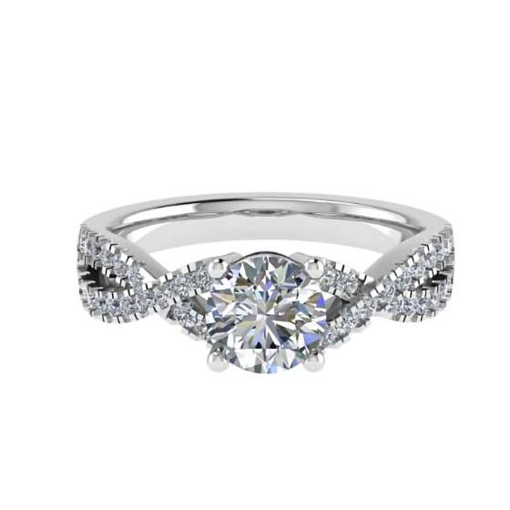 1.15ct I1/E Round Natural Diamond Shoulder Set Engagement Ring