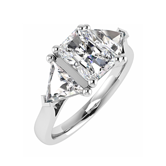 1.00ct SI1/F Elegant Radiant and Trillian Natural Diamond Trilogy Ring