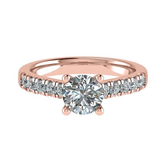 1.00ct VS2/D Round Natural Diamond Shoulder Set Ring