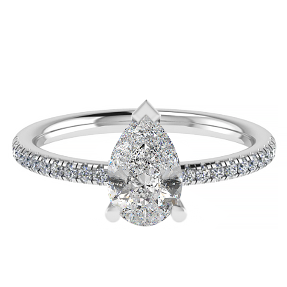 1.50ct I1/G Pear Natural Diamond Shoulder Set Ring