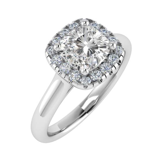 1.20ct VS2/FIY Cushion Natural Diamond Single Halo Ring