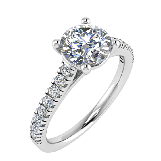1.30ct I1/F Round Natural Diamond Shoulder Set Engagement Ring