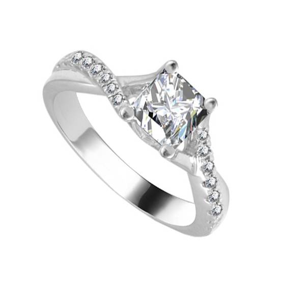 0.65ct SI2/H Infinity Twist Princess Natural Diamond Engagement Ring