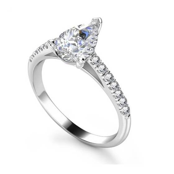 0.50CT VS/FG Pear Diamond Shoulder Set Ring