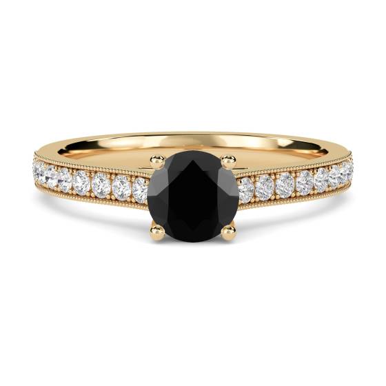 Black Diamond Shoulder Set Ring