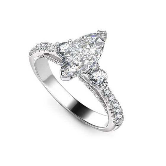 1.46ct SI2/E Unique Marquise Natural Diamond Designer Ring