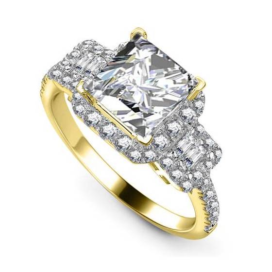 1.20ct VS2/G Princess Natural Diamond Designer Ring
