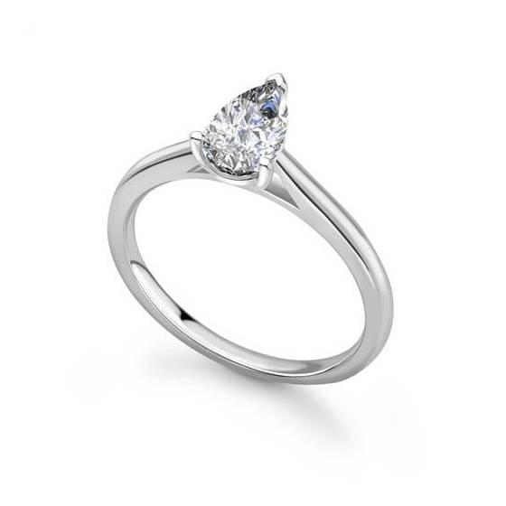 1.01ct I1/G Classic Pear Natural Diamond Engagement Ring