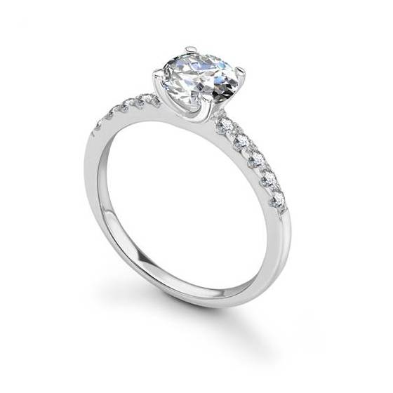 0.90ct SI2/G Round Natural Diamond Shoulder Set Ring