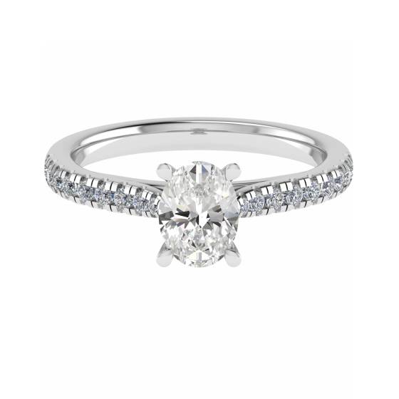 0.75ct VS2/H Oval Natural Diamond Shoulder Set Ring