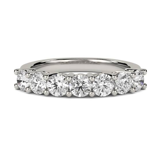 0.57ct VVS/E-F Round Natural Diamond 7 Stone Ring