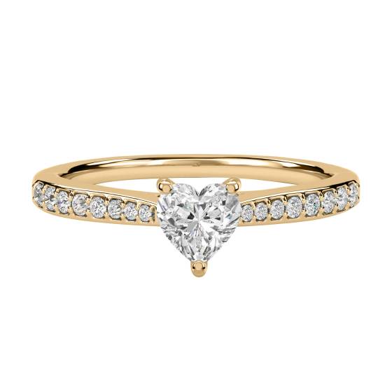 0.70ct SI1/F Heart Natural Diamond Shoulder Set Engagement Ring