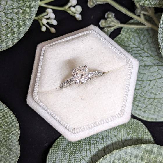 1.74ct SI2/F Round Natural Diamond Shoulder Set Ring