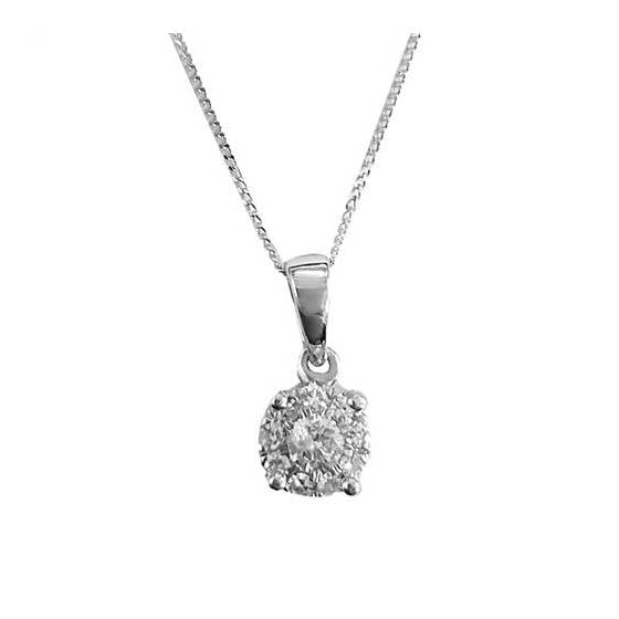 0.16ct VS/E-F Round Cut Designer HaloNatural Diamond Pendant
