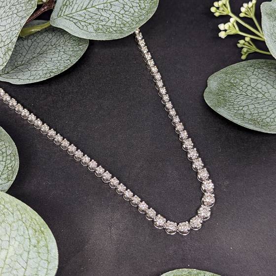 10.31ct VS/H-I Round Natural Diamond Tennis Necklace