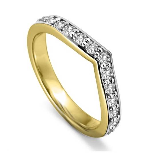 0.52ct VS/E-F Round Natural Diamond Set Shaped Wedding Ring