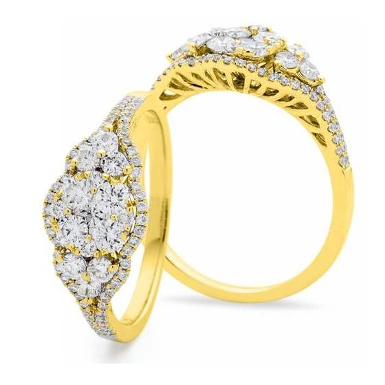 0.70ct VS/E-F Round Cluster Natural Diamond Ring