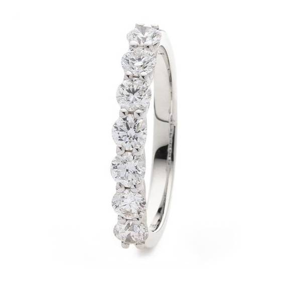 0.75ct SI/E-F Round Natural Diamond 7 Stone Ring