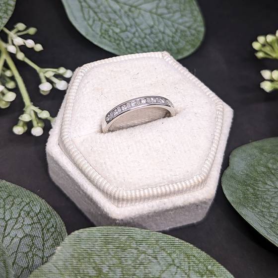 0.18ct VS/E-F Round and Baguette Natural Diamond Eternity Ring