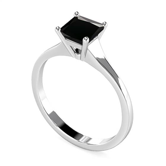 Princess Black Diamond Solitaire Ring
