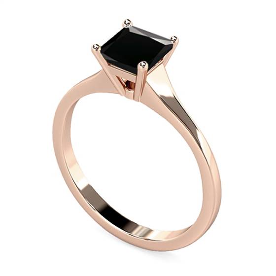 Princess Black Diamond Solitaire Ring