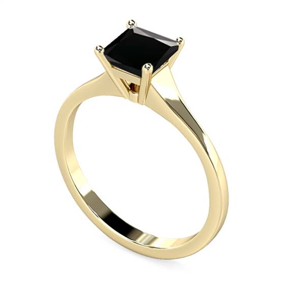 Princess Black Diamond Solitaire Ring