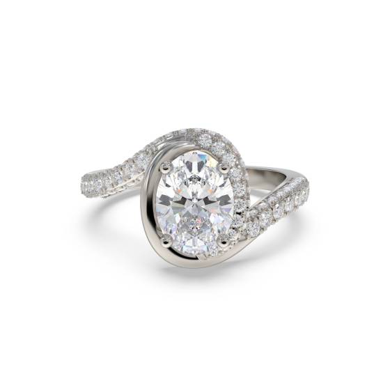 Oval Diamond Spiral Shoulder Set Ring