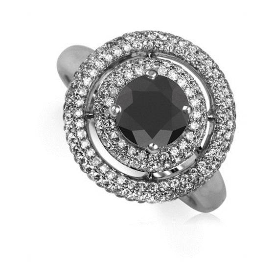 Black Diamond Halo Ring