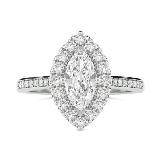 GIA Certified 0.75ct VVS1/D Marquise Diamond Single Halo Shoulder Set Ring