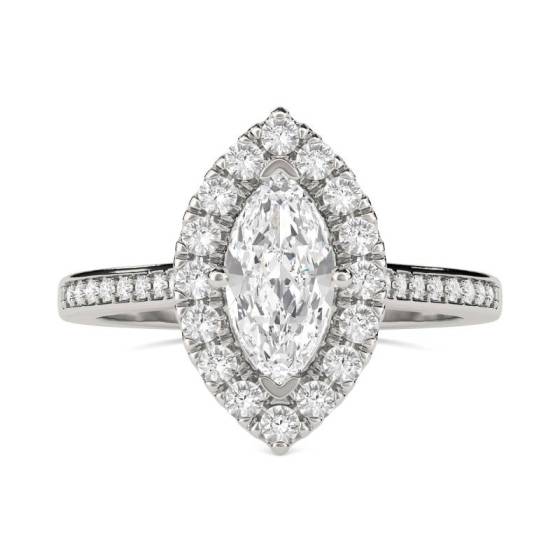 GIA Certified 0.75ct VS2/D Marquise Diamond Single Halo Shoulder Set Ring