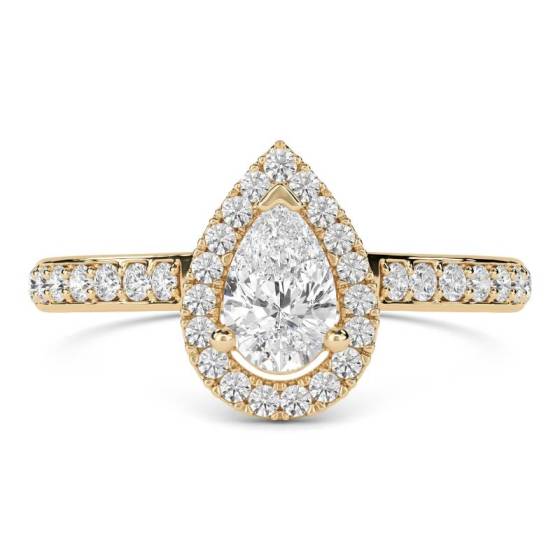 GIA Certified 0.75ct VS2/D Pear Diamond Single Halo Shoulder Set Ring